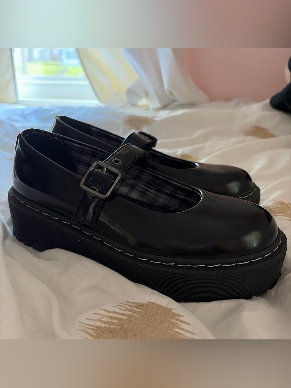 Jellypop Black Mary Jane Platform Shoes with Buckle